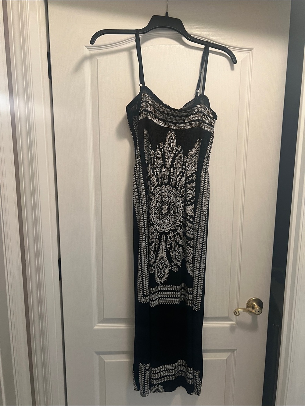 Shoreline Black Maxi Dress with White Paisley Print